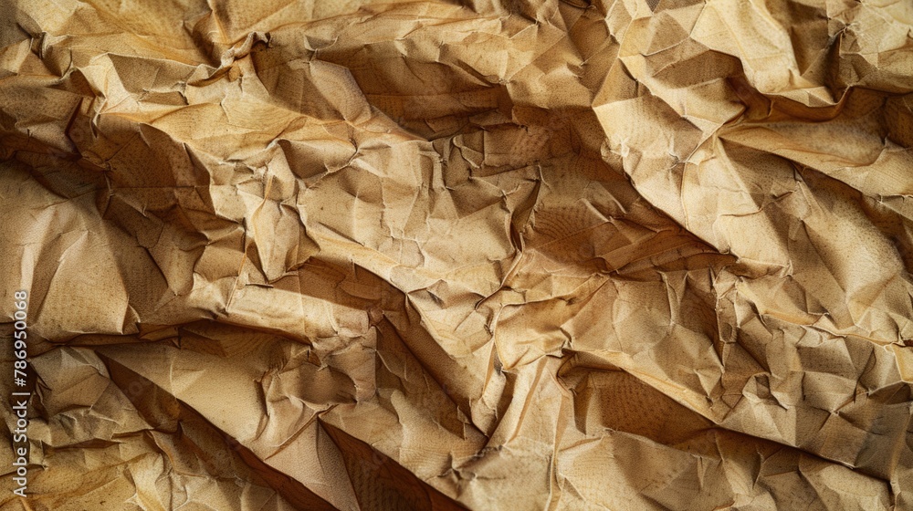 Detailed close up of a piece of brown paper. Suitable for background or texture use
