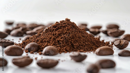 A close up shot of a pile of coffee beans, perfect for coffee lovers and coffee shop owners