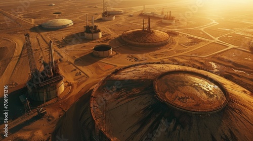 Aerial view of an oil refinery in the desert  perfect for industrial concepts