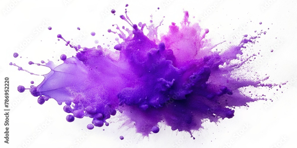 Purple Color splash cut out, isolated in white background