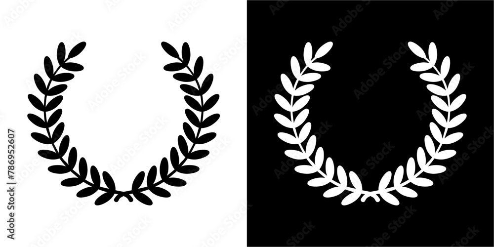 laurel wreath with laurel Vector Circular foliate laurels branches. Laurel wreath silhouette. Trophy crest. Greek olive branch award, winner round emblem