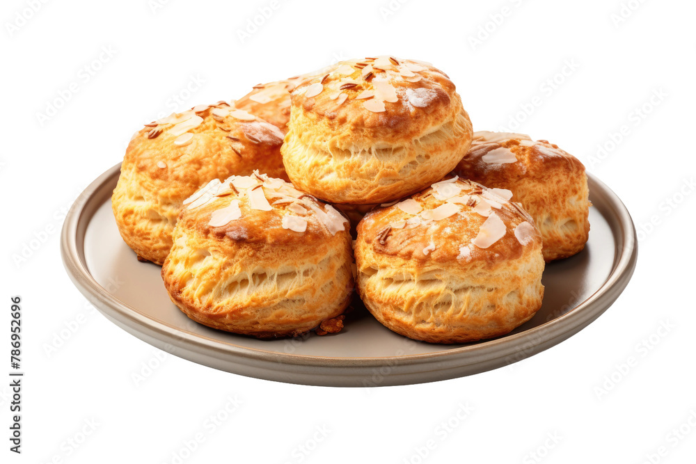 A Symphony of Sweetness: A Plate of Biscuits on a White Canvas