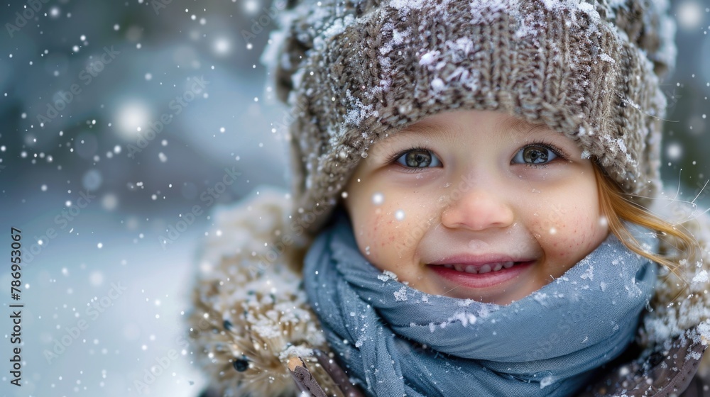 Young girl dressed warmly in winter gear, perfect for seasonal designs Young girl dressed warmly in winter gear, perfect for seasonal designs