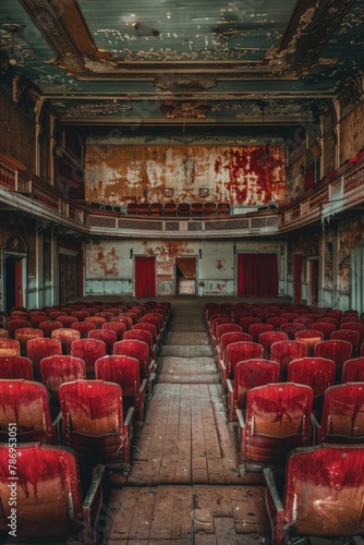 An empty theater with red seats, suitable for various creative projects © Fotograf