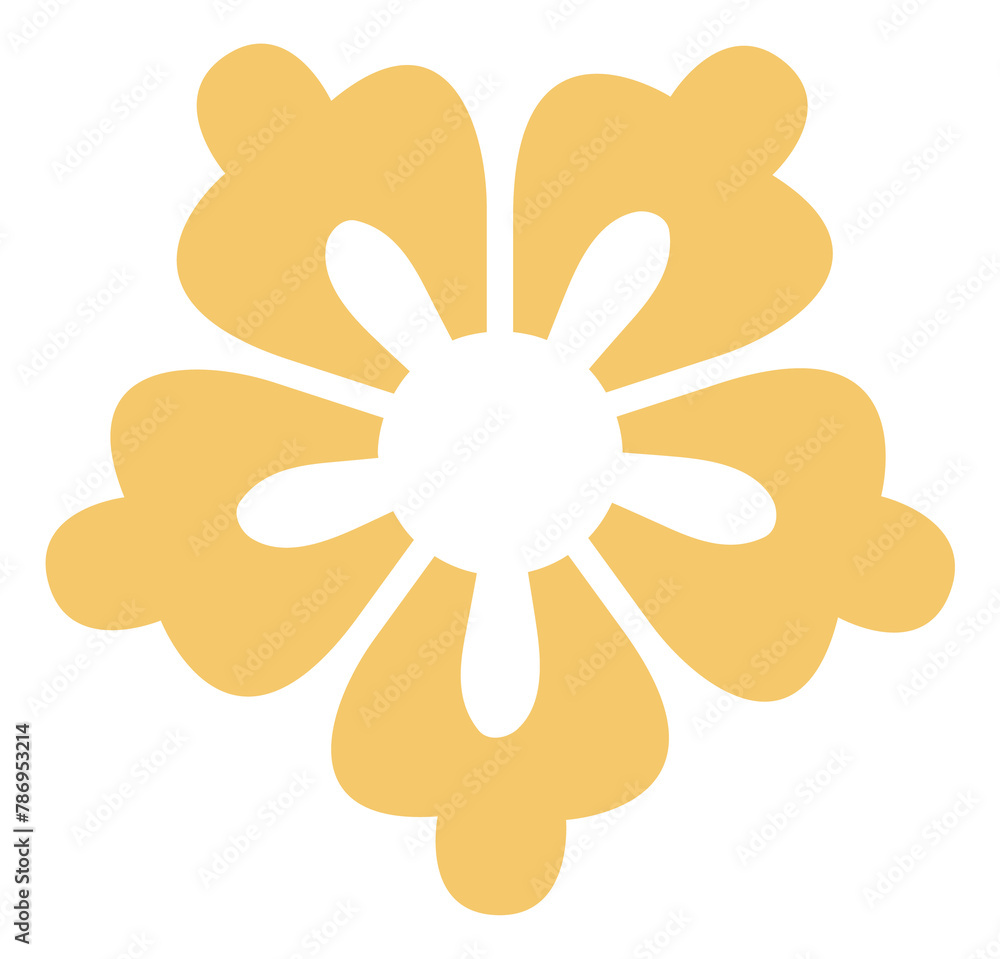 Stylized flower. Yellow simple plant blossom icon Stylized flower. Yellow simple plant blossom icon