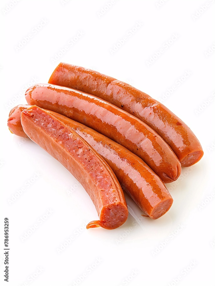 Succulent cooked pork sausages on a blank backdrop, with a high-quality photo. Succulent cooked pork sausages on a blank backdrop, with a high-quality photo.