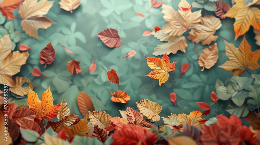 A dynamic image of leaves swirling in the air, perfect for autumn-themed designs A dynamic image of leaves swirling in the air, perfect for autumn-themed designs