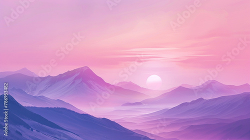 sunrise in mountain pink levender background #786953482