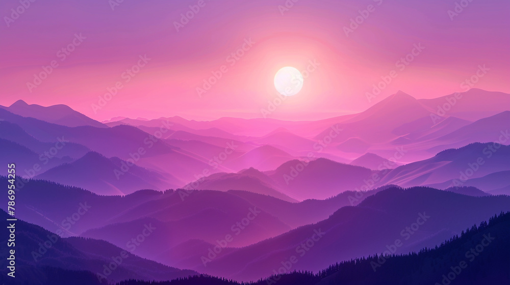 sunrise in mountain purple levender background