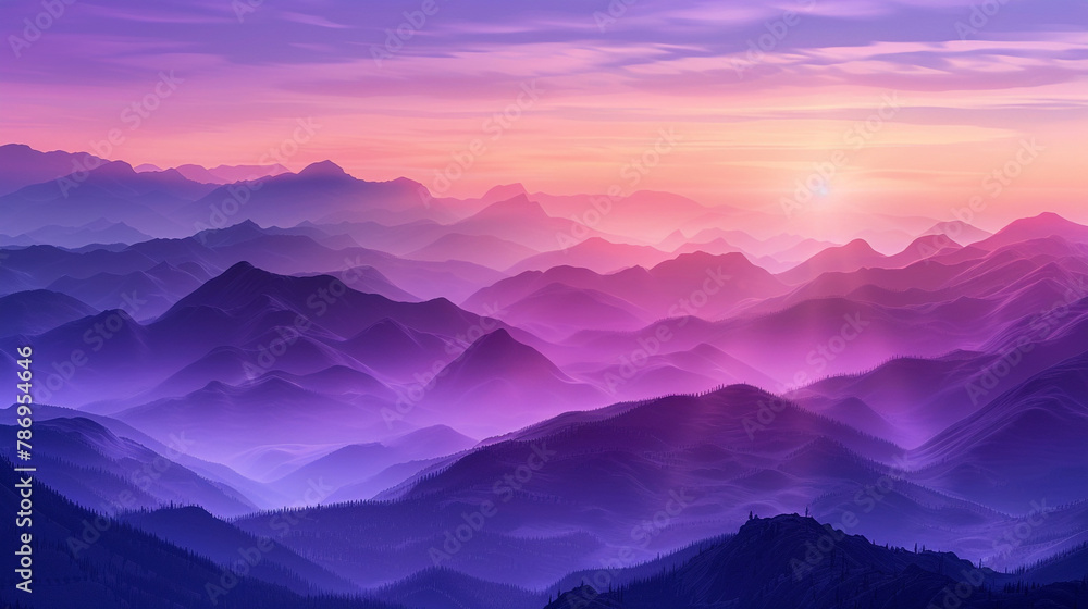 sunrise in mountain purple levender background