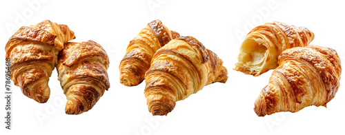 Croissant set isolated on transparent background