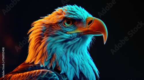 Vibrant Neon Colored Eagle Portrait