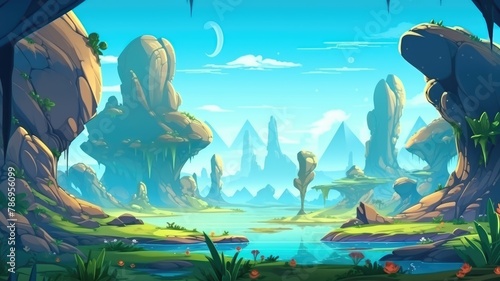 Enchanted Valley Cartoon Landscape