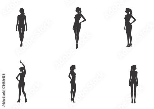 silhouettes set of beautiful sexy women