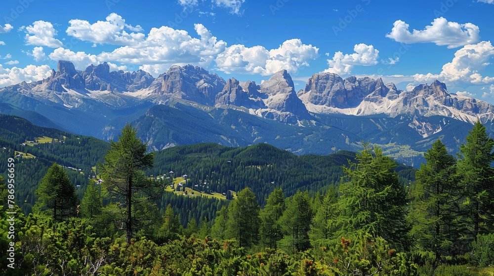 Elevated peaks of the Geisler Group in the Dolomites region of Europe.