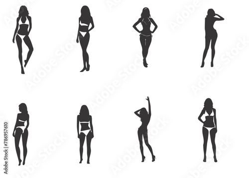 silhouettes set of beautiful sexy women
