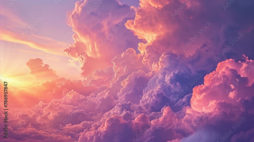 Dramatic sunset with clouds, ideal for weather or nature concepts Dramatic sunset with clouds, ideal for weather or nature concepts
