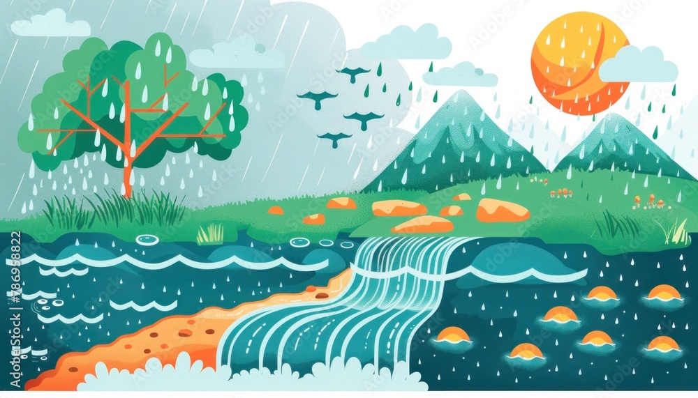Infographic: A Graphic Representation of the Water Cycle in Nature