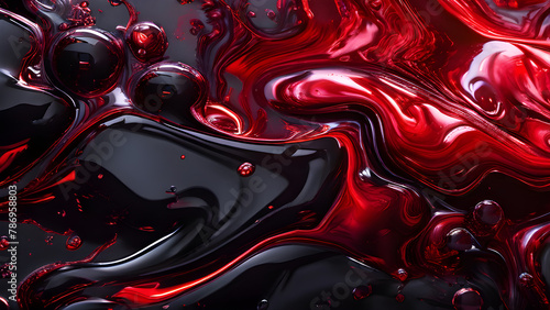 Abstract black and red liquid background. 3d rendering, 3d illustration.