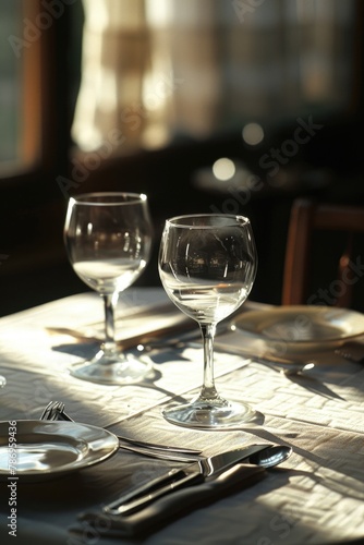 Wallpaper Mural Two empty wine glasses on a table, perfect for wine tasting events Torontodigital.ca