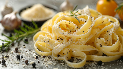 Close-Up of Delicious Plate of fettuccine
