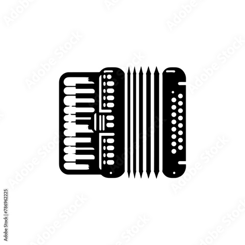 Classic Squeeze: Black Vector Silhouette of an Accordion- Accordion illustration- minimalist Accordion vector