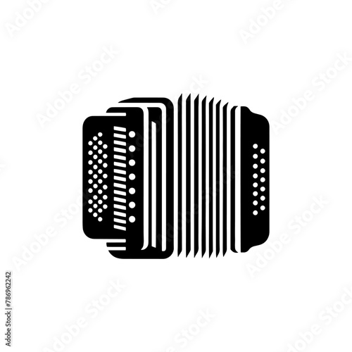 Classic Squeeze: Black Vector Silhouette of an Accordion- Accordion illustration- minimalist Accordion vector