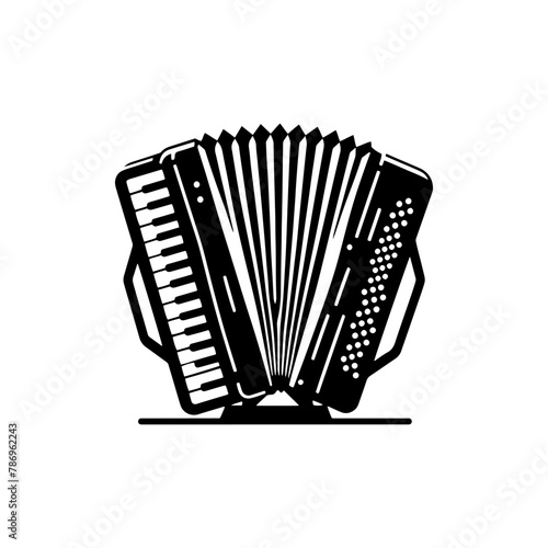 Classic Squeeze: Black Vector Silhouette of an Accordion- Accordion illustration- minimalist Accordion vector