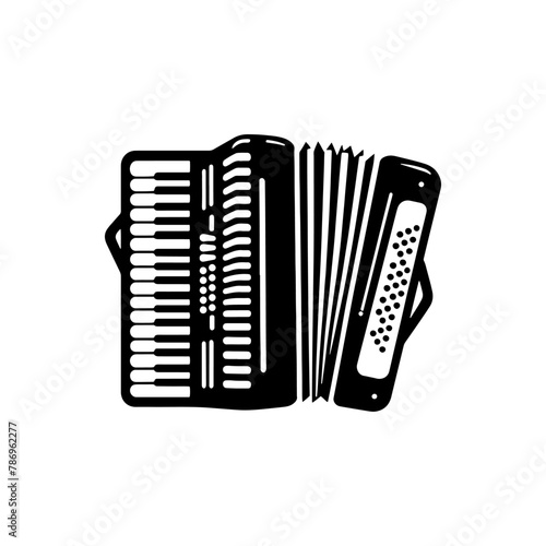 Classic Squeeze: Black Vector Silhouette of an Accordion- Accordion illustration- minimalist Accordion vector