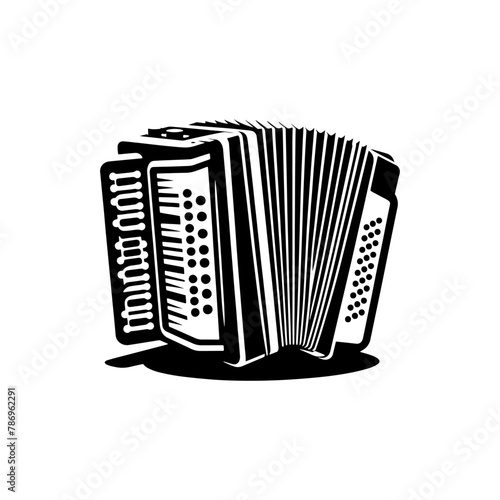 Classic Squeeze: Black Vector Silhouette of an Accordion- Accordion illustration- minimalist Accordion vector