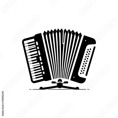 Classic Squeeze: Black Vector Silhouette of an Accordion- Accordion illustration- minimalist Accordion vector