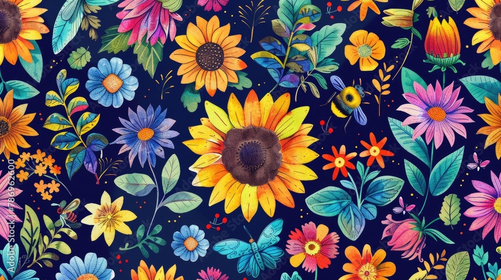 Full screen flowers, illustrations, background patterns.