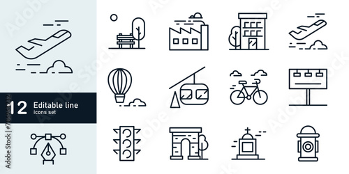 Location Icons Pack. Thin line icons set. Flaticon collection set. Simple vector icons