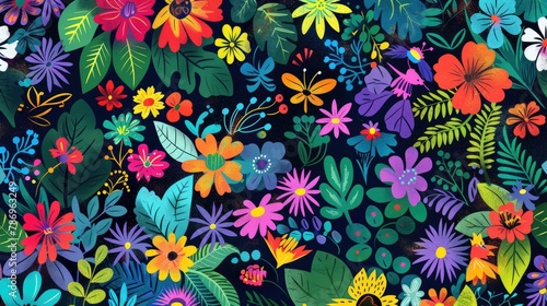 Full screen flowers  illustrations  background patterns.