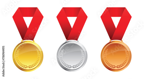 simple gold silver bronze medals with ribbon