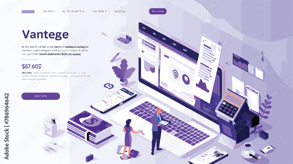 Electronic invoice landing page vector template. Inter