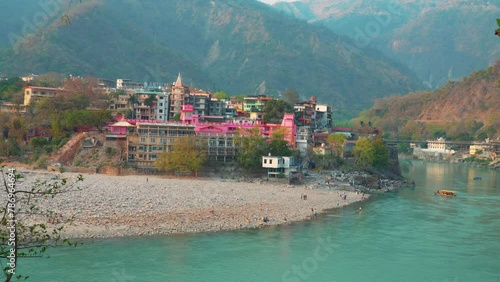 Group of People Enjoying Rafting at Ganges river at Rishikesh, Uttarakhand India,  11.04.2024