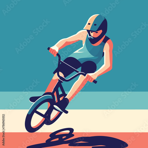 illustration of a professional man performing an attraction on a bmx bike