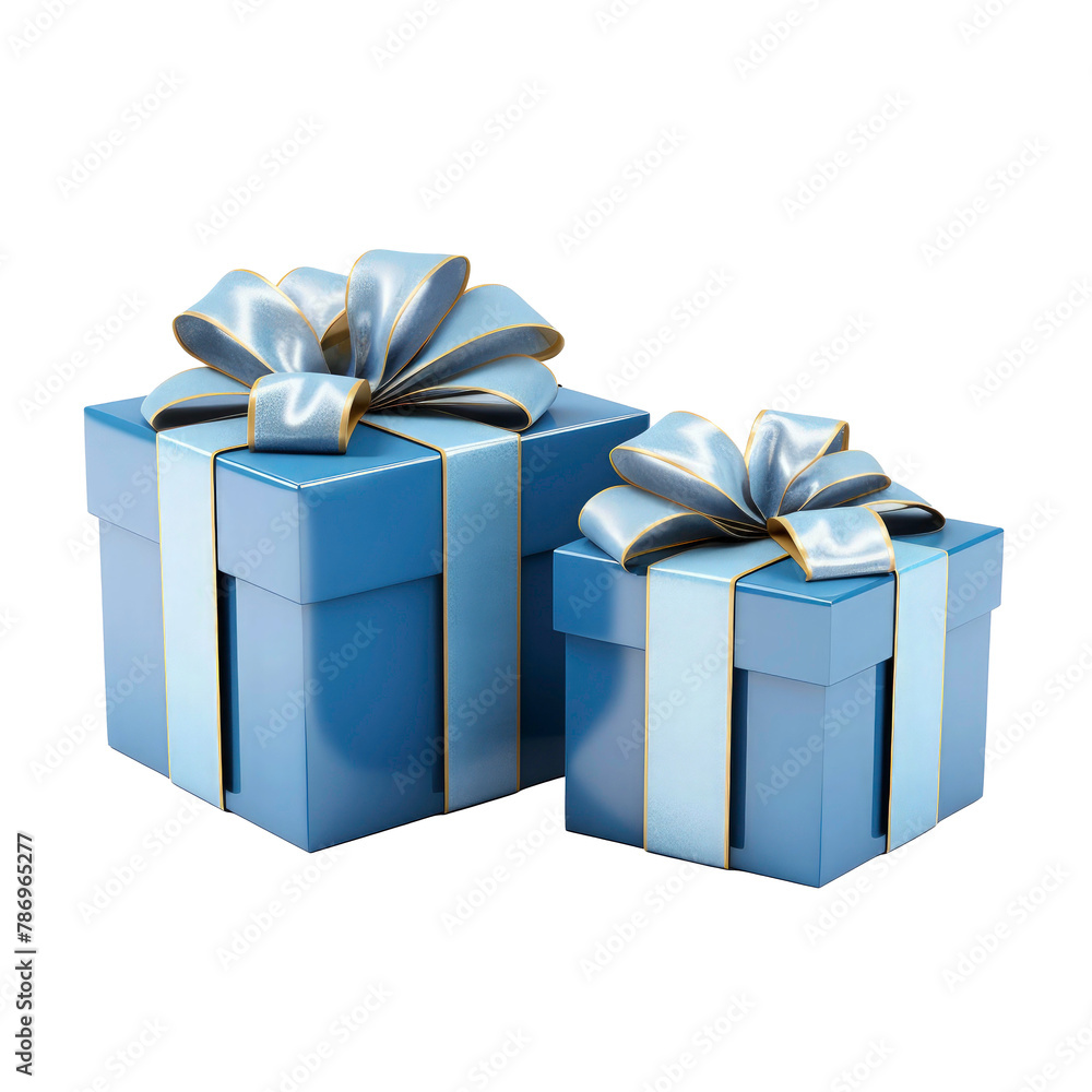 Obraz premium Beautifully wrapped gift boxes, gift boxes with vibrant ribbon, colorful multiple gift box on transparent background