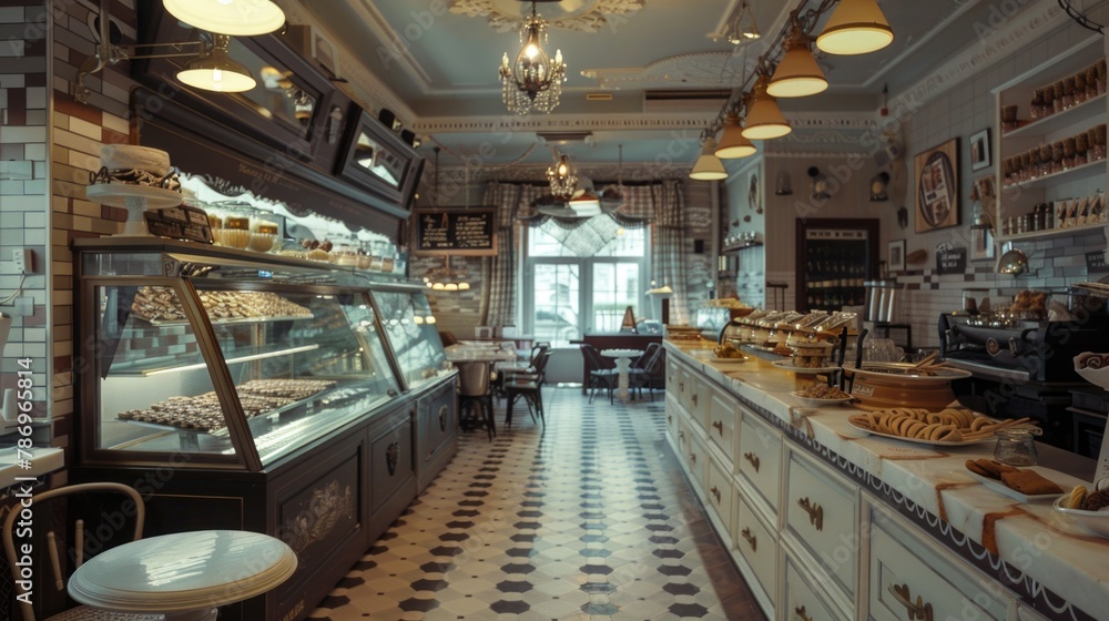 A bakery filled with an assortment of delicious pastries. Perfect for food and culinary concepts