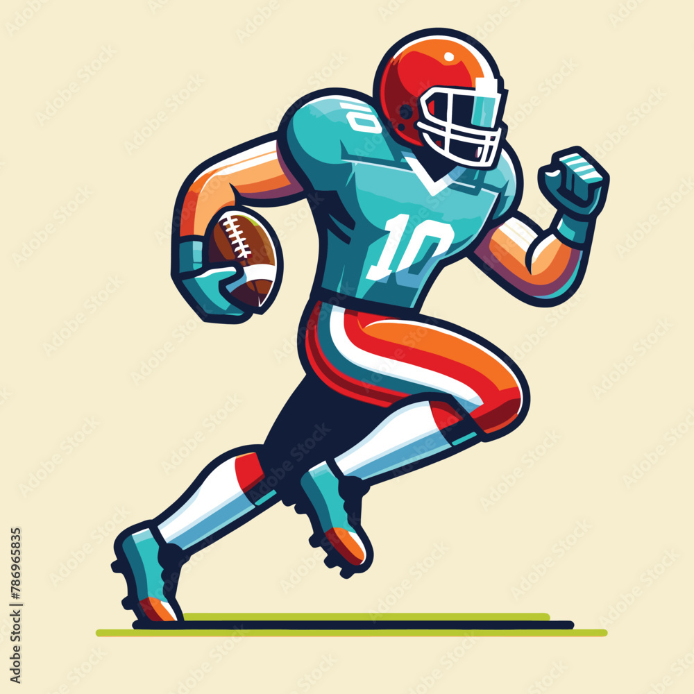 illustration of an American football  player running with the ball