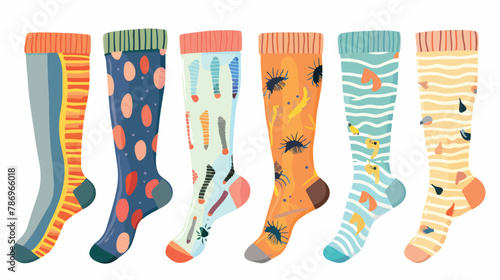 Set of seven pairs of female or male legs in the sock