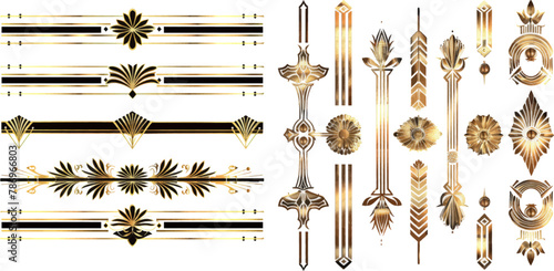 Minimal elegant golden ornament frame for wedding invitation card