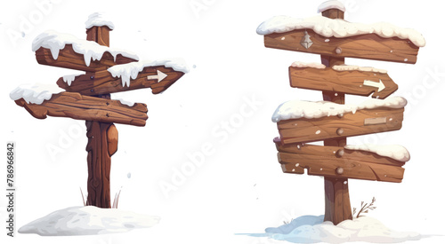 Cartoon snowed signpost