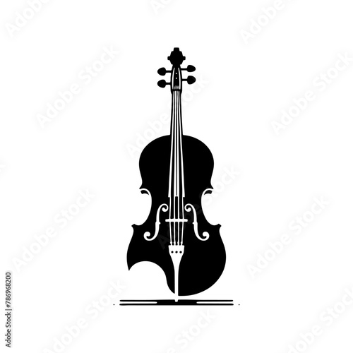 Black Vector Silhouette of a Cello, Symbolizing Classical Elegance and Rich Tones- Cello illustration- cello black vector silhouette
