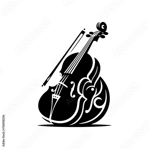 Black Vector Silhouette of a Cello, Symbolizing Classical Elegance and Rich Tones- Cello illustration- cello black vector silhouette