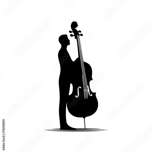 Black Vector Silhouette of a Cello, Symbolizing Classical Elegance and Rich Tones- Cello illustration- cello black vector silhouette