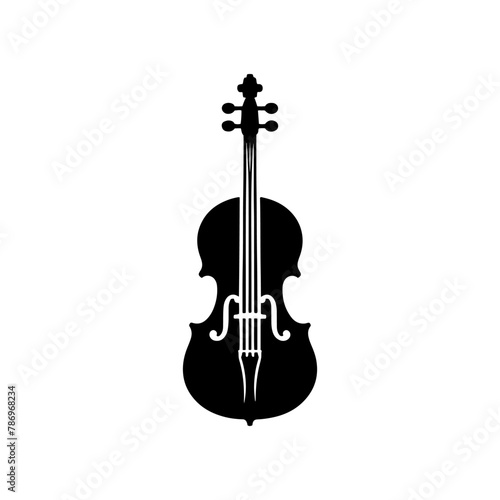 Black Vector Silhouette of a Cello, Symbolizing Classical Elegance and Rich Tones- Cello illustration- cello black vector silhouette