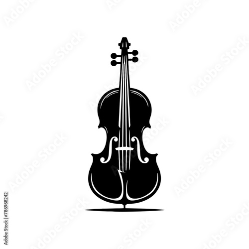Black Vector Silhouette of a Cello, Symbolizing Classical Elegance and Rich Tones- Cello illustration- cello black vector silhouette
