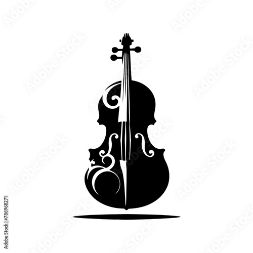 Black Vector Silhouette of a Cello, Symbolizing Classical Elegance and Rich Tones- Cello illustration- cello black vector silhouette